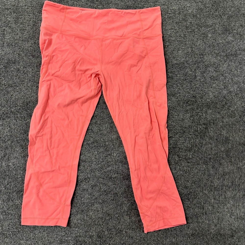 Athleta Leggings Womens Size L Coral Pink Cropped Athletic Yoga Stretch Capris